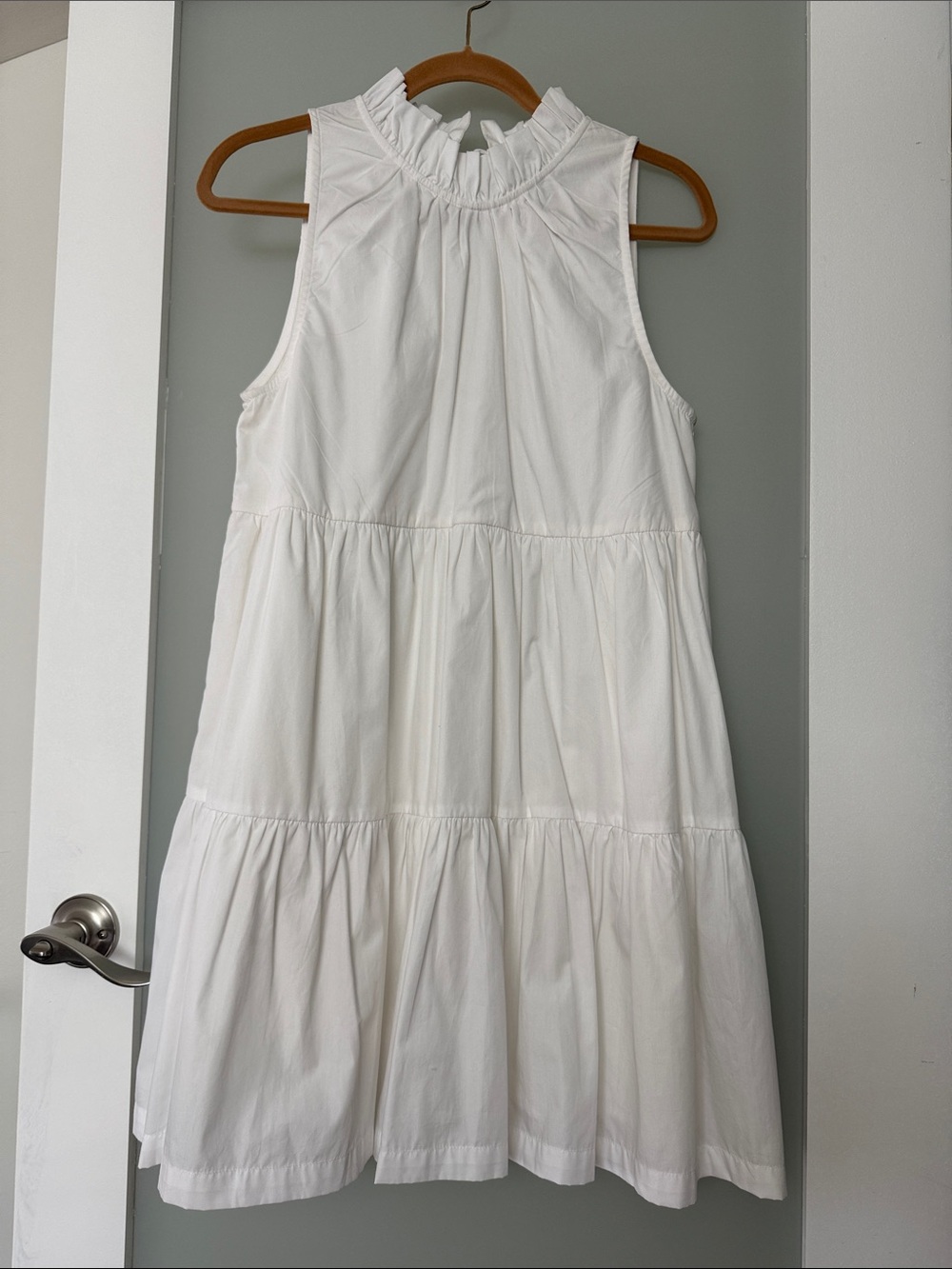 Roma White Ruffle Collar Tiered Sundress